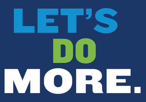New brand asset for SCC - Let's Do More. The LET'S is in light blue, DO is in green, and MORE is in white. It is on a dark blue background. 