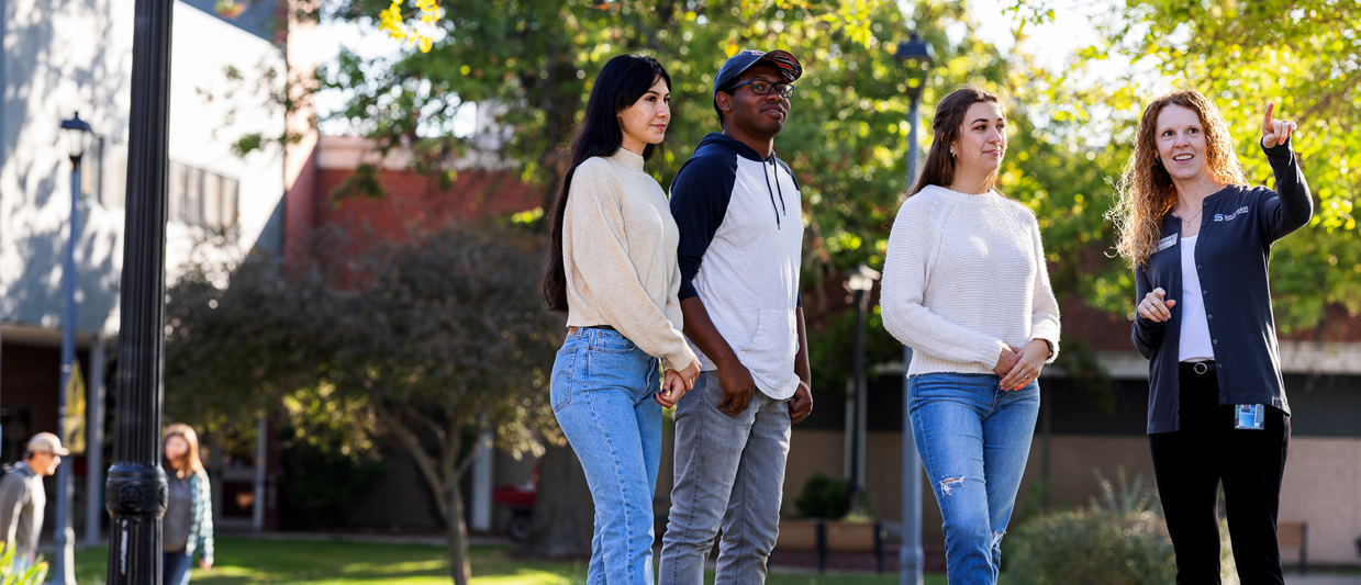 Prospective students on a campus tour on the SCC Milford Campus.