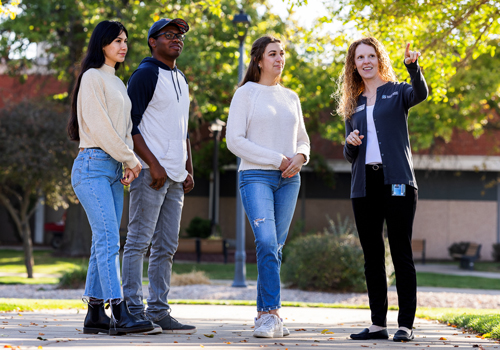 Prospective students on a campus tour on the SCC Milford Campus. 