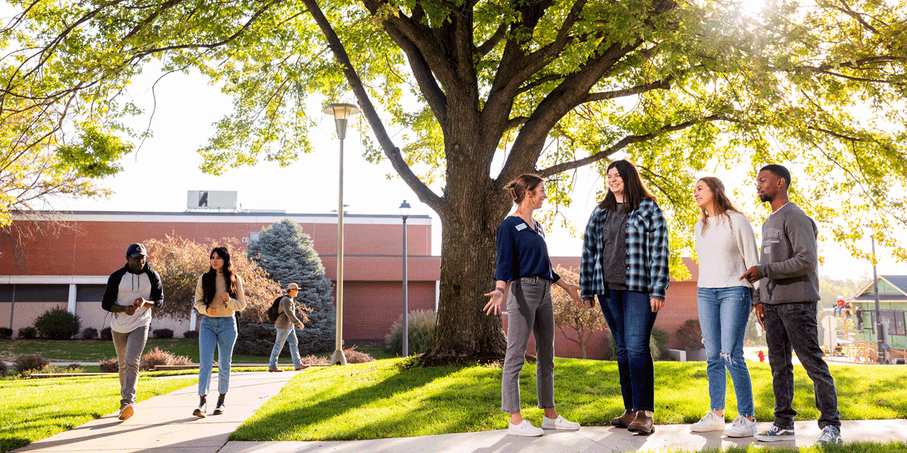 Students visiting campus